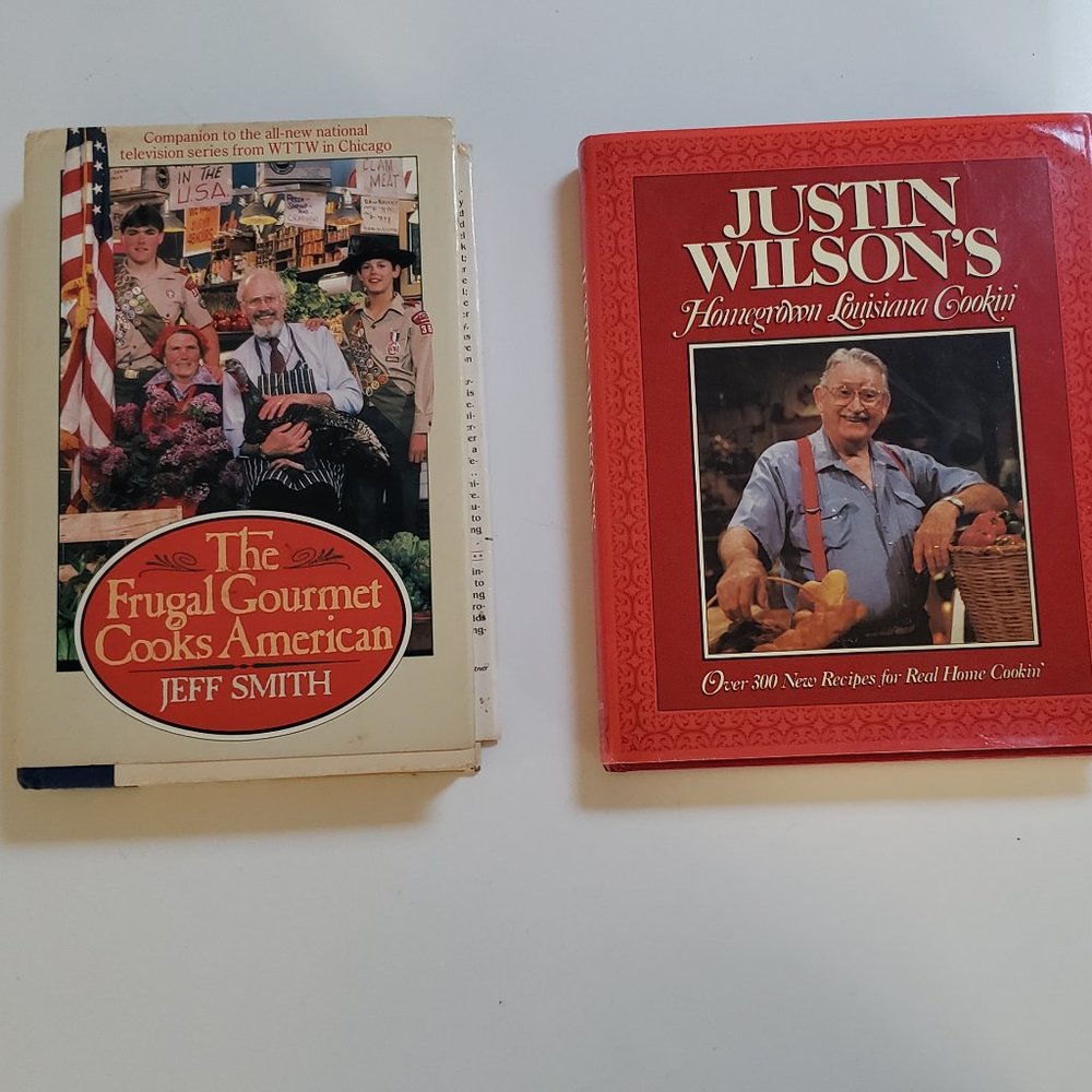 Vintage Cookbooks by Justin Wilson and The Frugal Gourmet
